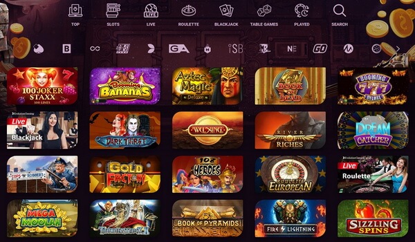 screenshot of online casino slots